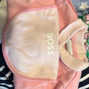 Boss Light Pink Baby Bib and overall